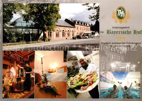 AK / Ansichtskarte Gruenbach_Vogtland Gasthof Bayerischer Hof Restaurant Hallenbad Gruenbach_Vogtland