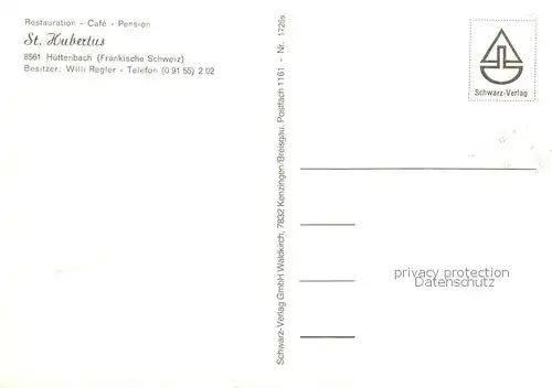 AK / Ansichtskarte Huettenbach Pension Restaurant Cafe St. Hubertus Terrasse Huettenbach