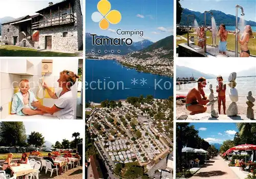 AK / Ansichtskarte Tenero_Lago_Maggiore_TI Camping Tamaro Restaurant Terrasse Badestrand 