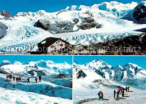 AK / Ansichtskarte Bovalhuette_SAC_2495m_Morteratsch_GR Berghuette Alpen Persgletscher Morteratschgletscher Gletscherwanderung Piz Bernina 