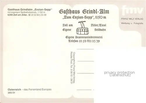 AK / Ansichtskarte Zell_Ziller_Tirol Gasthaus Grindlalm Enzian Sepp Panorama Zell_Ziller_Tirol