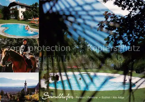 AK / Ansichtskarte Nals_Nalles_Suedtirol_IT Sandhofer Pension Pool Reiter Kirche 