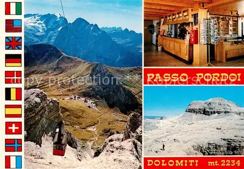 AK / Ansichtskarte Passo_Pordoi_IT Panorama Rezeption Seilbahn 