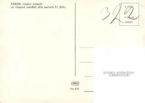 AK / Ansichtskarte Tabor__CZ Husuv pomnik na Husove namesti dilo sochare Fr Bilka 