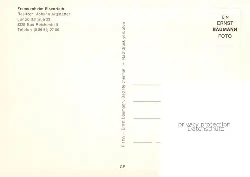 AK / Ansichtskarte Bad_Reichenhall Fremdenheim Eisenrieth Bad_Reichenhall