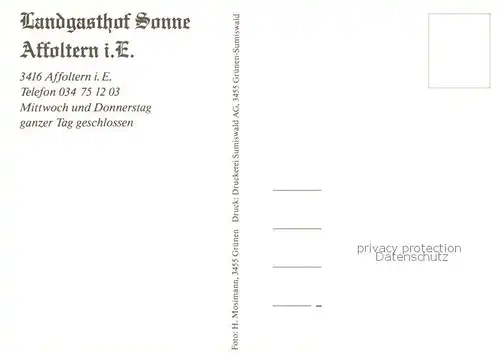 AK / Ansichtskarte Affoltern_Emmental Landgasthof Sonne Affoltern Emmental