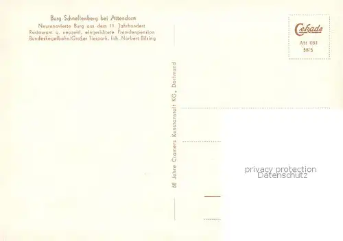 AK / Ansichtskarte Attendorn Burg Schnellenberg Restaurant Attendorn