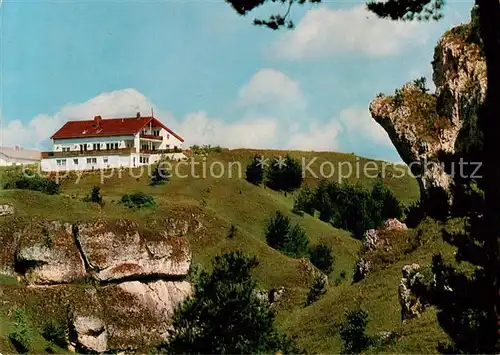 AK / Ansichtskarte Pottenstein_Oberfranken Cafe Pension Schrottenberg Landschaft Felsen Pottenstein_Oberfranken