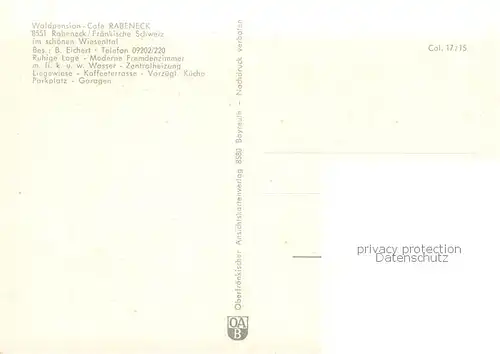 AK / Ansichtskarte Rabeneck Cafe Restaurant Waldpension Rabeneck Rabeneck