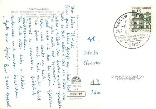 AK / Ansichtskarte Goessweinstein Schroth Kurheim Fraenkische Schweiz Goessweinstein