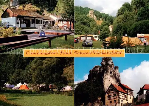 AK / Ansichtskarte Tuechersfeld Campingplatz Fraenkische Schweiz Felsen Tuechersfeld