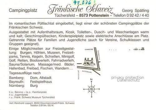 AK / Ansichtskarte Tuechersfeld Campingplatz Fraenkische Schweiz Felsen Tuechersfeld