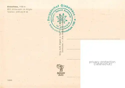 AK / Ansichtskarte Hinterstein_Bad_Hindelang Berggasthof Giebelhaus Landschaftspanorama Allgaeuer Alpen Hinterstein_Bad_Hindelang