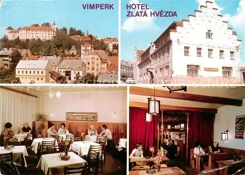AK / Ansichtskarte Vimperk_Winterberg_Boehmen_CZ Hotel Zlata Hvezda Restaurant Giebelhaus Schloss 