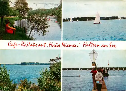 AK / Ansichtskarte Haltern_See Cafe Restaurant Haus Niemen Steg Segeln Haltern See