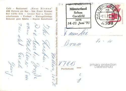 AK / Ansichtskarte Haltern_See Cafe Restaurant Haus Niemen Steg Segeln Haltern See