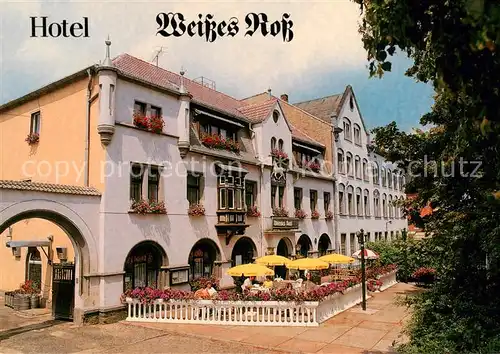 AK / Ansichtskarte Groitzsch_Pegau Hotel Weisses Ross Restaurant Terrasse Groitzsch Pegau