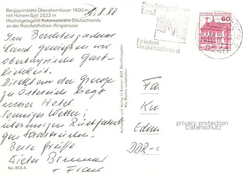 AK / Ansichtskarte Berchtesgaden Berggaststaette Oberahornkaser mit Hohem Goell Berchtesgadener Alpen Berchtesgaden