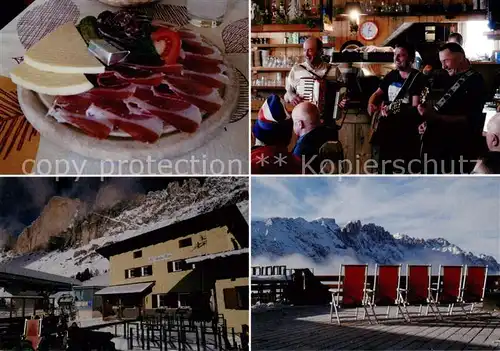 AK / Ansichtskarte Paolinahuette_2125_Trento_IT Vesperplatte Gaststube Musiker Sonnenterrasse 