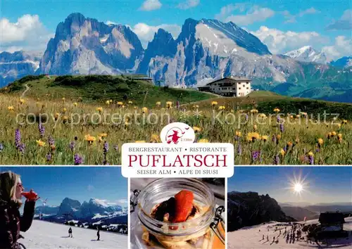 AK / Ansichtskarte Seiseralm_Alpe_di_Siusi_Trentino_IT Bergrestaurant Puflatsch Panorama 