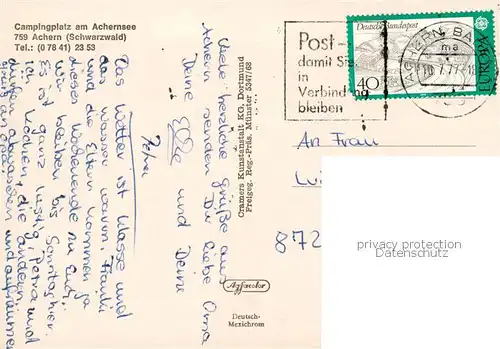 AK / Ansichtskarte Achern_Baden Campingplatz am Achernsee Fliegeraufnahme Achern_Baden