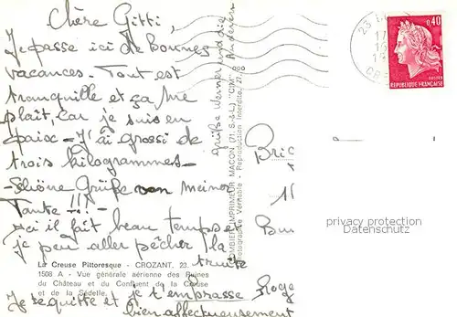 AK / Ansichtskarte Crozant_23_Creuse Vue generale aerienne des Ruines du Chateau et du Confluent de la Creuse et de la Sedelle 