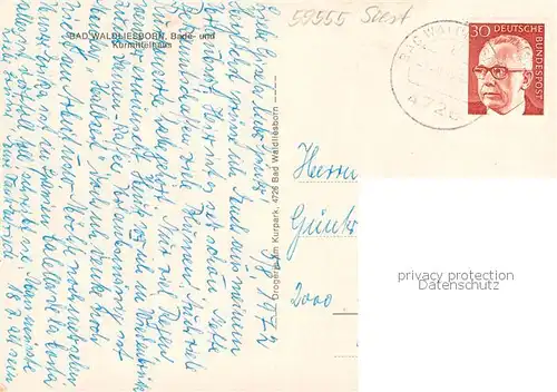 AK / Ansichtskarte Bad_Waldliesborn Bade und Kurmittelhaus Schwanenteich Bad_Waldliesborn