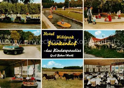 AK / Ansichtskarte Gross_Reken Hotel Wildpark Frankenhof Kinderparadies Parkbaehnle Pferdeherde Gastraum Autoscooter Gross Reken