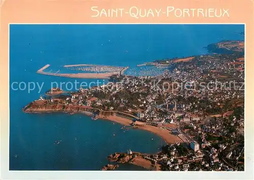 AK / Ansichtskarte Saint Quay Portrieux_22_Cotes d_Armor Vue generale aerienne des plages et du port en eau protonde 