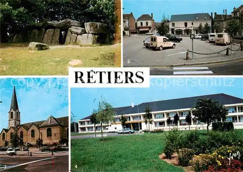 AK / Ansichtskarte Retiers_35 La Roche au Fees La Place Eglise Foyer des Personnes Agees 