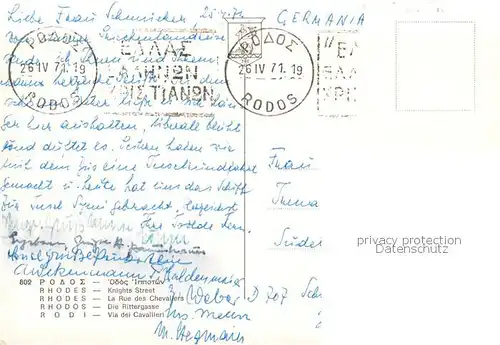 AK / Ansichtskarte Rhodos_Rhodes_aegaeis Rittergasse Rhodos_Rhodes_aegaeis