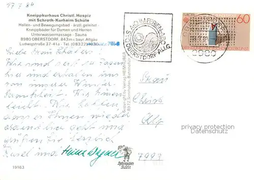 AK / Ansichtskarte Oberstdorf Kneippkurhaus Christl Hospiz mit Schroth Kurheim Schuele Oberstdorf