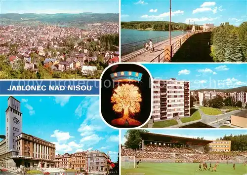 AK / Ansichtskarte Jablonec_nad_Nisou_Gablonz_Neisse_CZ Cekovy pohled Radnice Prehrada Zizkuv vrch Stadion TJ Liaz Jablonec 