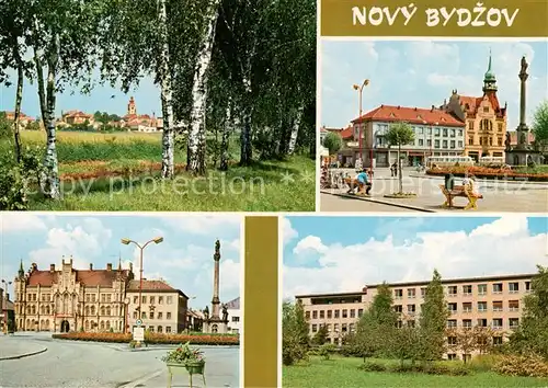 AK / Ansichtskarte Novy_Bydzov_CZ Partie am Bach Miru Platz Hotel Rathaus Krankenhaus 