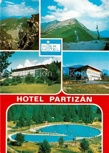 AK / Ansichtskarte Nizke_Tatry_Slovakia Hotel Partizan Freibad Gebirgslandschaft Niedere Tatra 