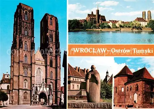 AK / Ansichtskarte Wroclaw Kathedrale Blick ueber die Oder Denkmal Wroclaw