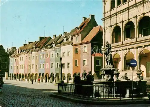 AK / Ansichtskarte Poznan_Posen Fragment Starego Rynku Alter Marktplatz Brunnen Poznan Posen