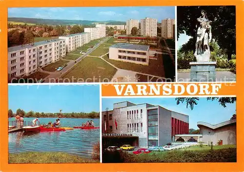 AK / Ansichtskarte Varnsdorf_Warnsdorf_CZ Wohnsiedlung Denkmal Badesee Hotel Panorama 