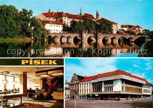 AK / Ansichtskarte Pisek_CZ Blick ueber die Wottawa Zentrum Hotel Foyer 