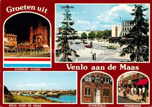 AK / Ansichtskarte Venlo_NL Stadhuis Centrum Brug over de Maas Standbeeld Promenade 