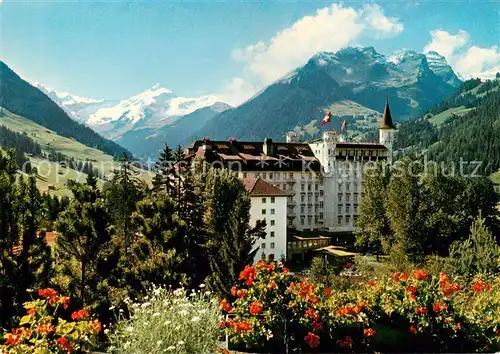 AK / Ansichtskarte Gstaad_BE Palace Hotel Blick gegen Oldenhorn Staldenfluehe Berner Alpen 