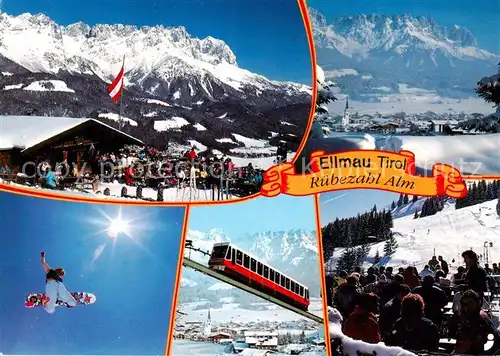 AK / Ansichtskarte Ellmau_Elmau_Tirol_AT Ruebezahl Alm Wintersport Zahnradbahn Panorama Kaisergebirge 