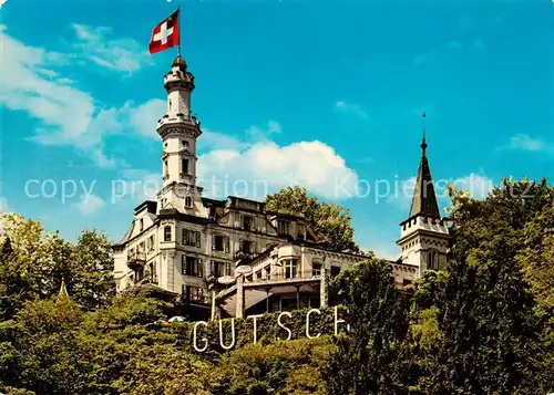 AK / Ansichtskarte Luzern__LU Hotel Chateau Guetsch Schweizer Flagge 