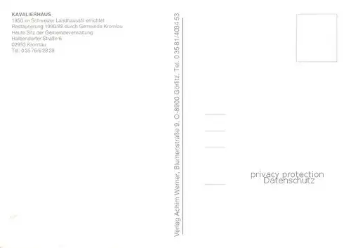 AK / Ansichtskarte Kromlau_Gablenz_Oberlausitz Kavalierhaus Schweizer Landhausstil Gemeindeverwaltung 