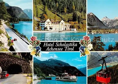 AK / Ansichtskarte Achensee Hotel Scholastika Seepartien Tunnel Seilbahn Achensee