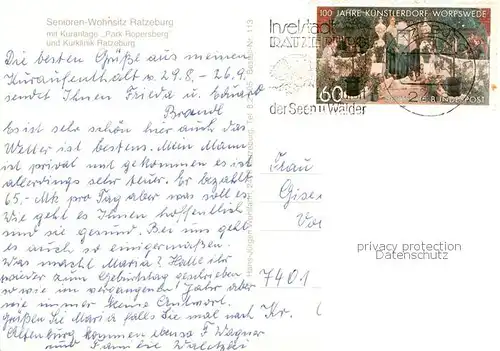 AK / Ansichtskarte Ratzeburg Senioren Wohnsitz Ratzeburg mit Kuranlage Park Roepersberg und Kurklinik Ratzeburg Ratzeburg