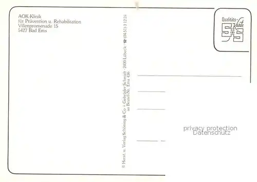 AK / Ansichtskarte Bad_Ems AOK Klinik Terrasse Speisesaal Aufenthaltsraum Bad_Ems