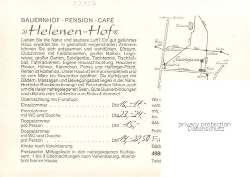 AK / Ansichtskarte Buende_Westfalen Bauernhof Pension Cafe Helenen Hof Gastraum Garten Buende_Westfalen