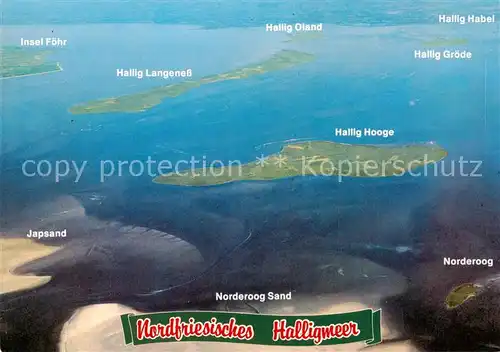 AK / Ansichtskarte Nordfriesland Nordfriesisches Halligmeer mit den Halligen Fliegeraufnahme Nordfriesland