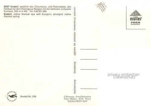 AK / Ansichtskarte Bad_Endorf Jod Thermalbad mit Wendelstein Breitenstein Simssee Bad_Endorf
